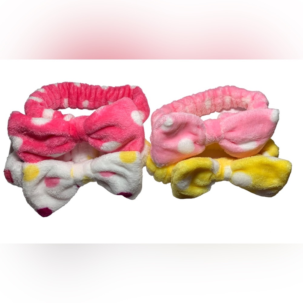 4 polka dot Spa Headbands/ Makeup Headbands